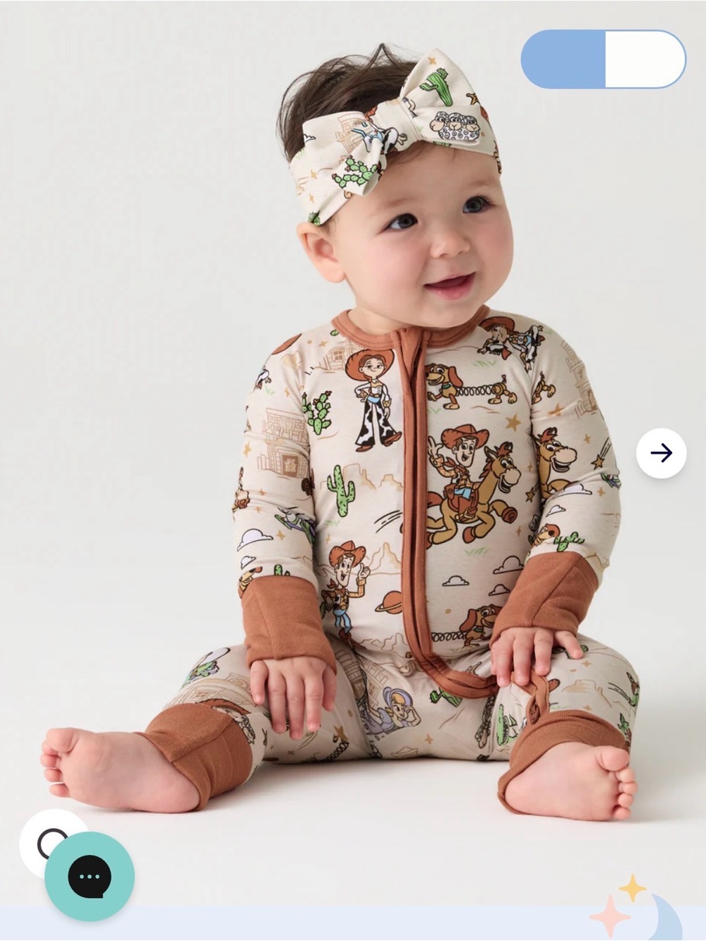 Little Sleepies Cream Woody Western Print One-Piece with Brown Trim